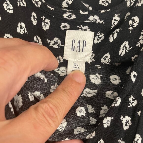 Gap Womens Floral Jumpsuit Sleeveless Wide Leg Black/White Size XL Pockets - Picture 8 of 9